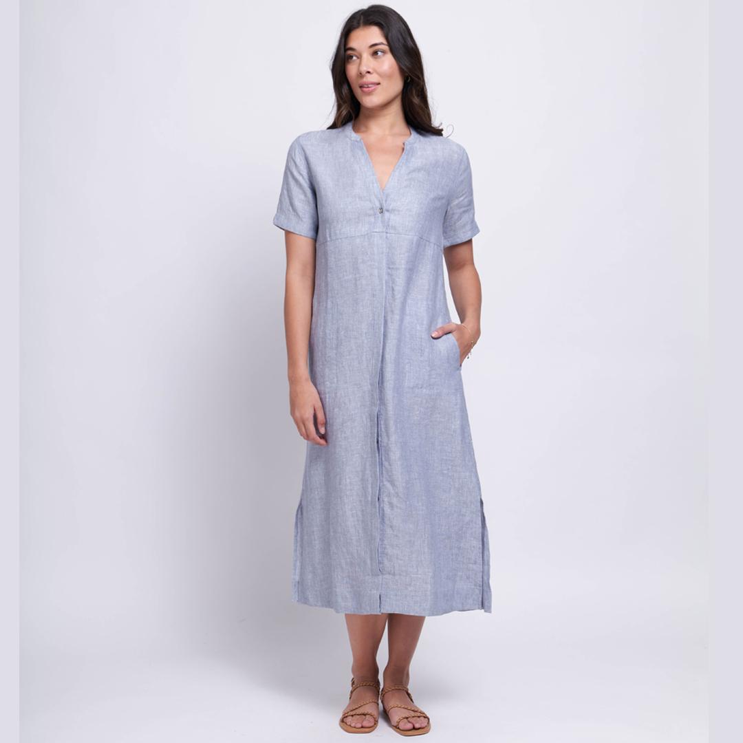 Foil chambray linen midi dress