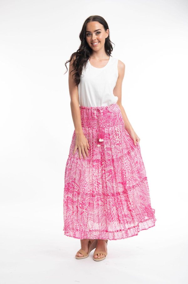 Orientique: fuchsia and white print skirt