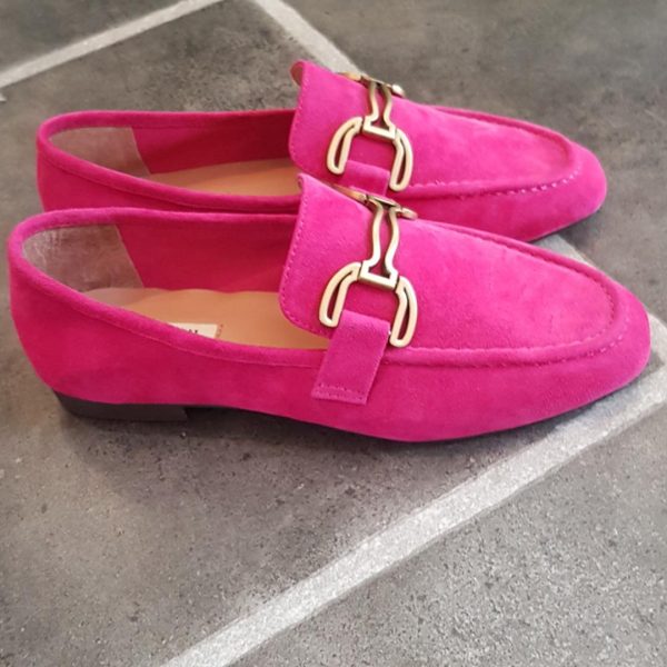 Bibi Lou: fuchsia pink suede loafer