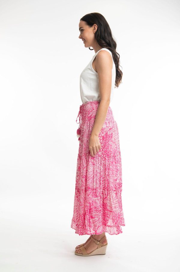 Orientique: fuchsia and white print skirt