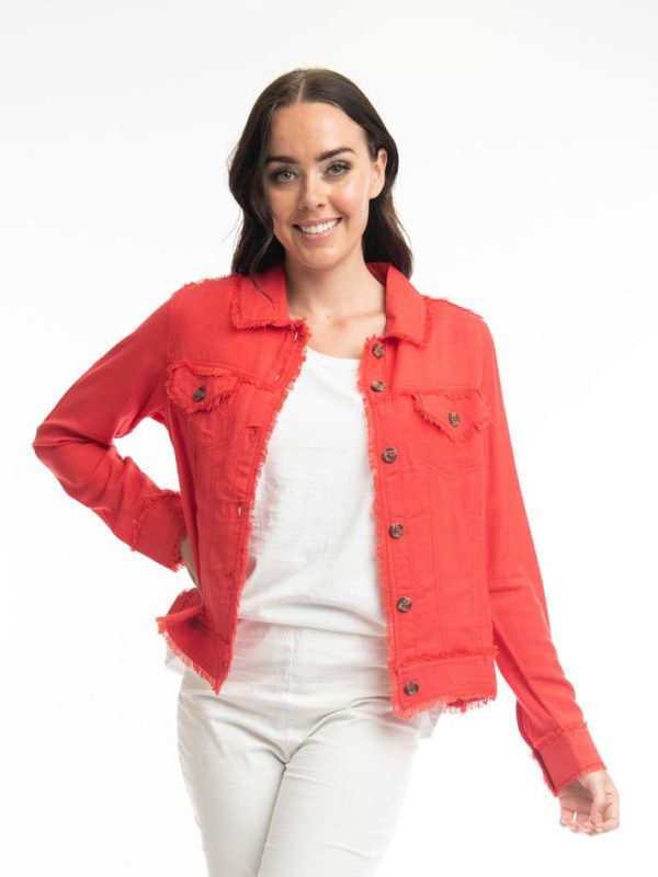 Orientique: red cropped summer jacket