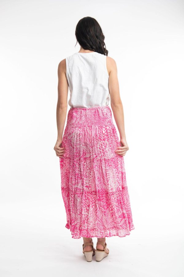 Orientique: fuchsia and white print skirt