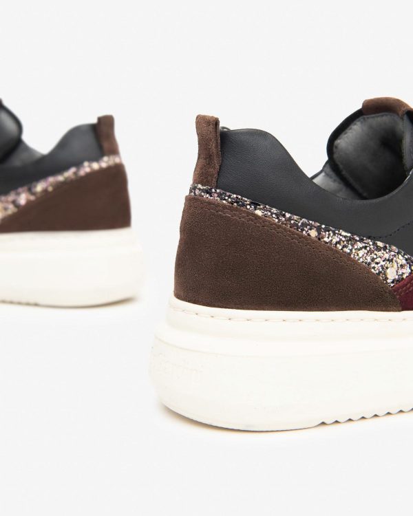 NeroGiardini: Black leather and burgundy suede trainer 20% off