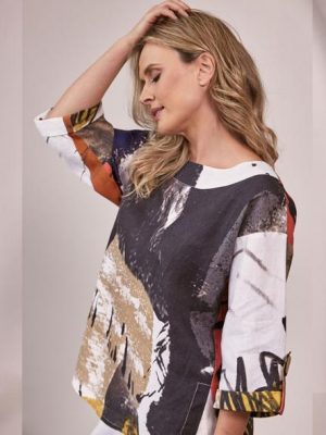 see saw: multi print linen top
