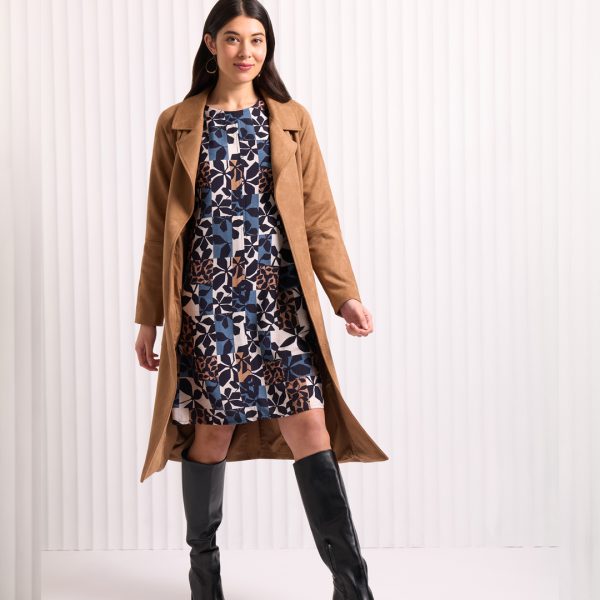 Foil: faux suede biscuit wrap coat
