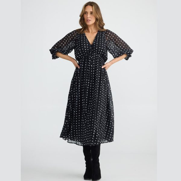 brave+true: black moon spot floaty dress
