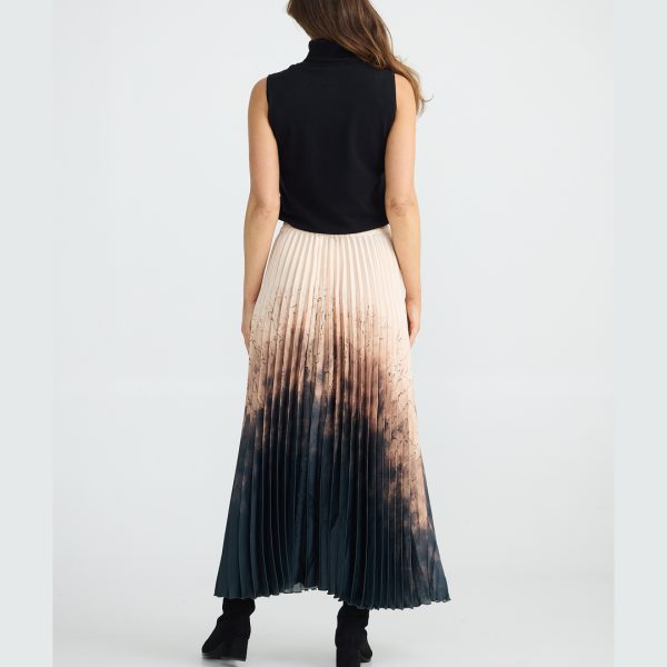 Brave + True: Black and rose pleated midi skirt