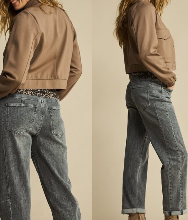 Red Button: charcoal barrel jean
