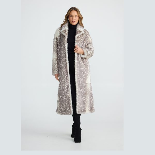 brave + true: faux fur white and taupe coat