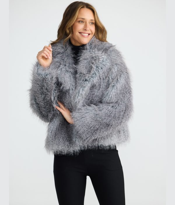 Brave + true: grey faux fur jacket