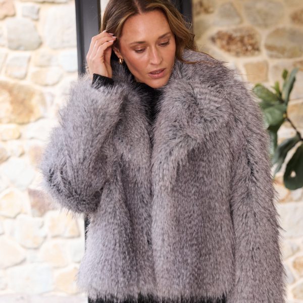 Brave + true: grey faux fur jacket