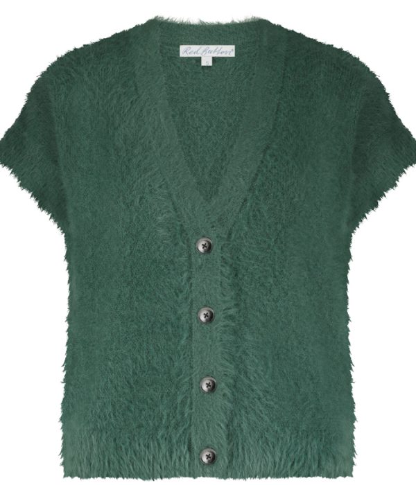 Red Button: jade fluffy waistcoat