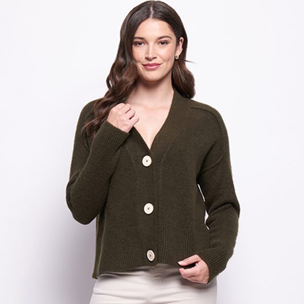 Foil: olive green wool boxy cardigan