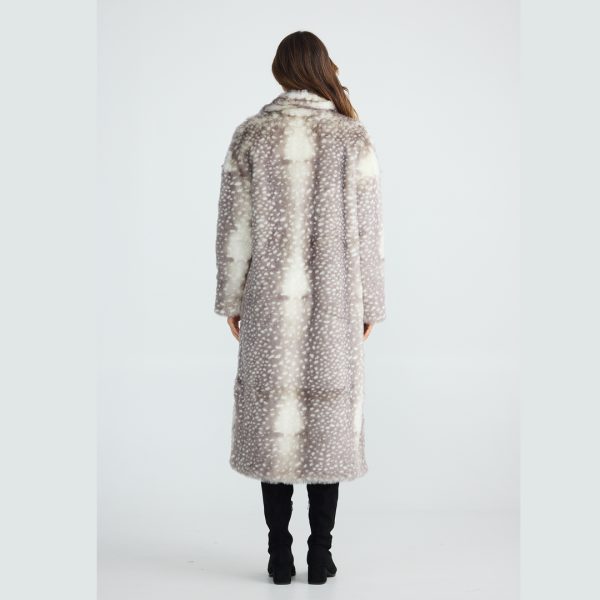 brave + true: faux fur white and taupe coat
