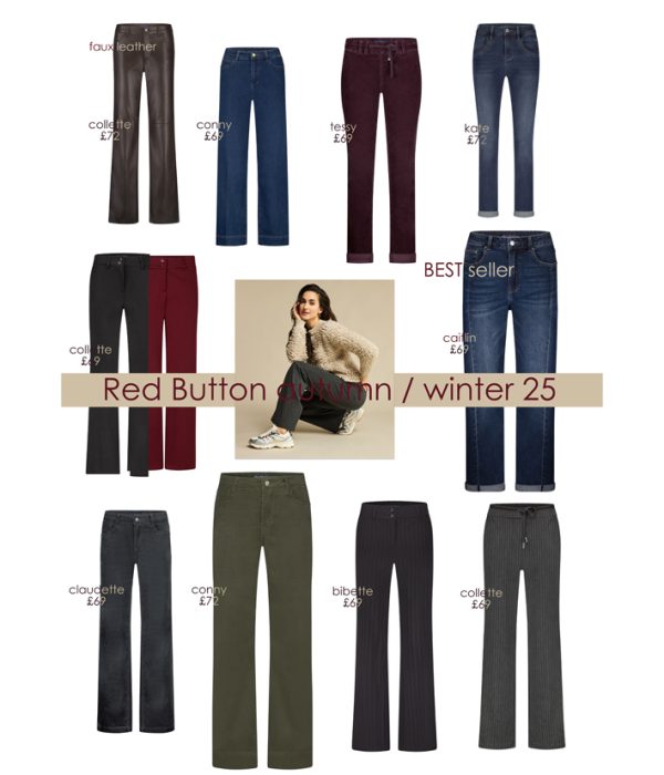 Red Button: wide leg dark denim jeans