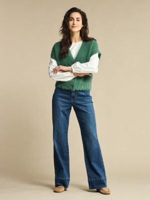 Red Button: wide leg dark denim jeans