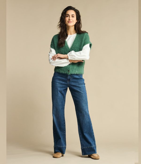 Red Button: wide leg dark denim jeans