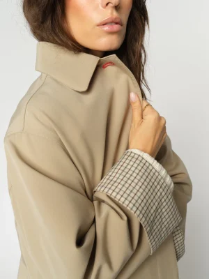 Mos Mosh: Taupe twill trenchcoat