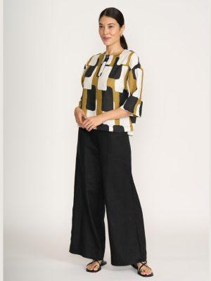 Foil: black linen wide leg pants