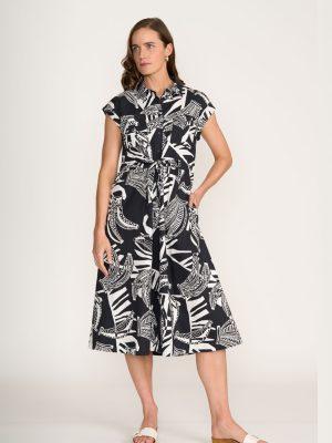 Foil: peach print midi dress