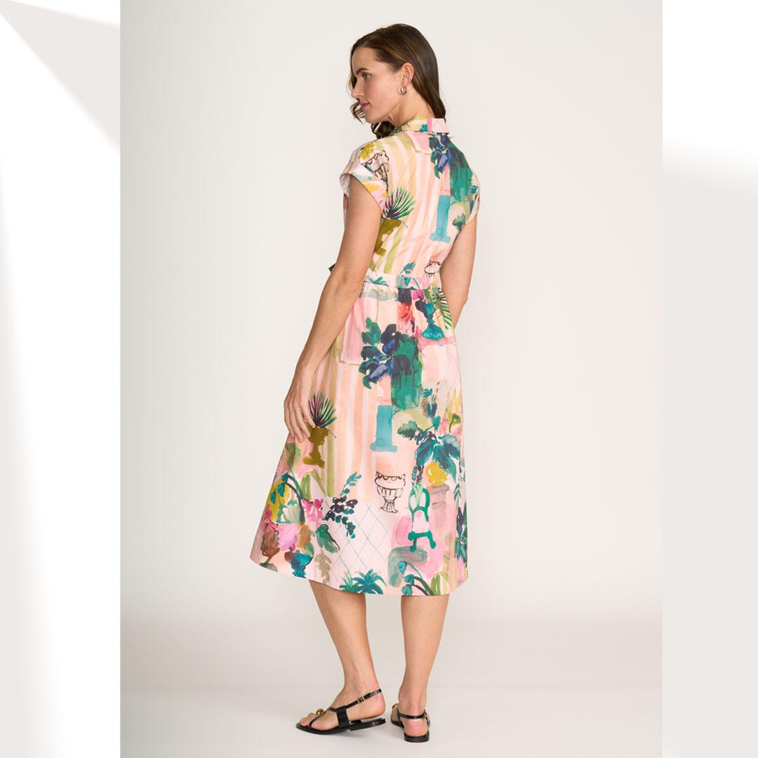 Foil: peach print midi dress Foil: peach print midi dress