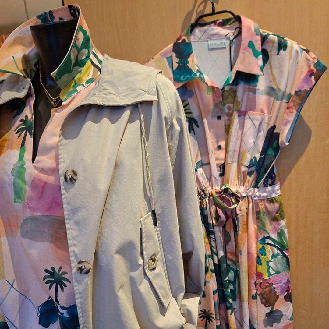 Foil: peach print midi dress Foil: peach print midi dress