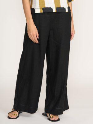 Foil: black linen wide leg pants