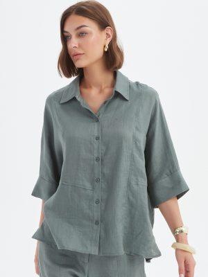 Tirelli: black linen wide leg palazzo