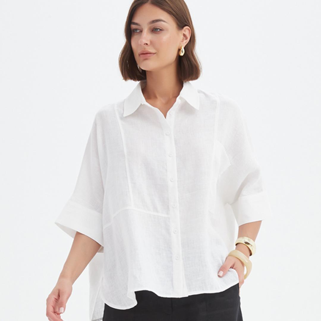 Tirelli: white linen boxy shirt Tirelli: white linen boxy shirt