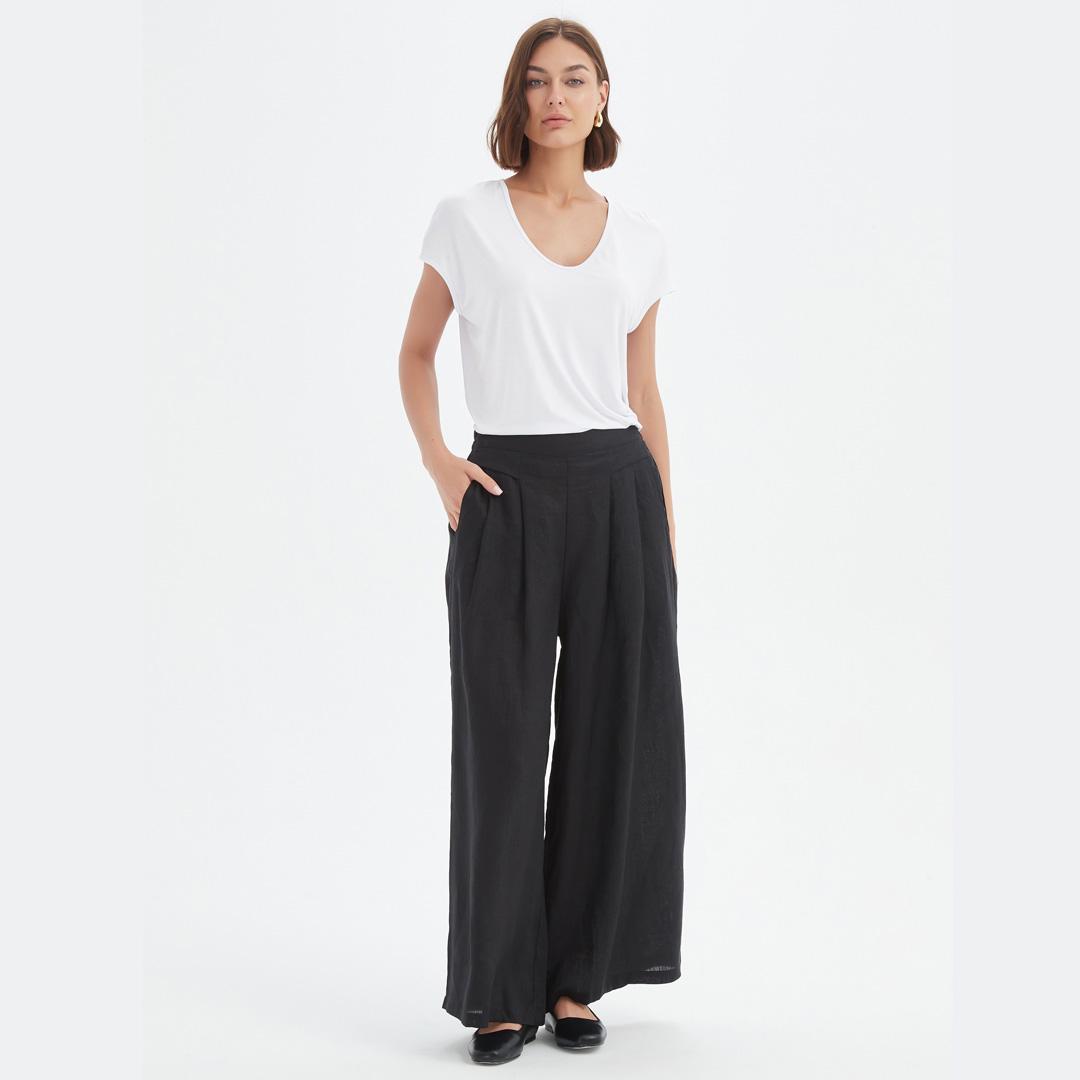 Tirelli: black linen wide leg palazzo Tirelli: black linen wide leg palazzo