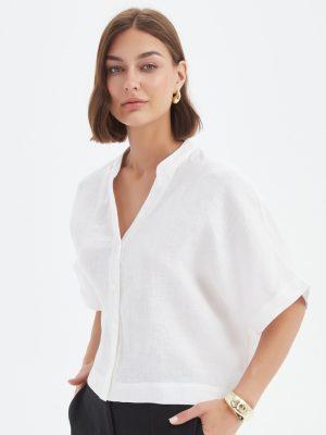 Tirelli: black linen wide leg palazzo