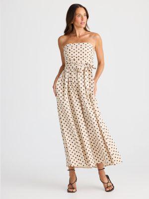 Brave and True: cream and chocolate polka dot cotton dress