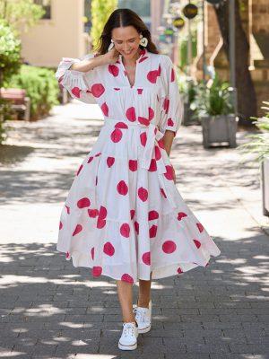 Brave and True: white and pink cotton dress