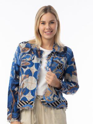 Orientique: Navy and cream print jacket