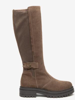 Nerogiardini: Taupe suede long boot
